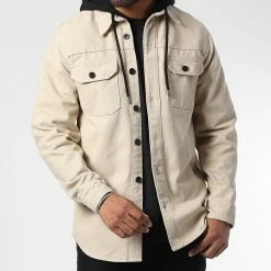 Acheter 💯 Surchemise En Jean Avec Capuche 2532 Beige de LBO 😍 -France LBO Soldes Boutique lbo 333075 SHALBO 2532 20221028T153829 03