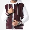 Coupon ✨ Veste Teddy A Capuche 2556 Bordeaux Blanc de LBO ✔️