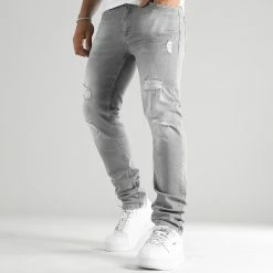 Vente flash 👍 Jean Regular Fit Avec Destroy 2674 Denim Gris Clair de LBO 👍