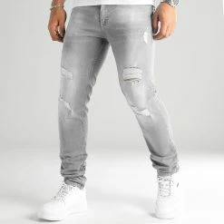 Vente flash 👍 Jean Regular Fit Avec Destroy 2674 Denim Gris Clair de LBO 👍 -France LBO Soldes Boutique lbo 333911 SHALBO 2674 20221014T081849 04