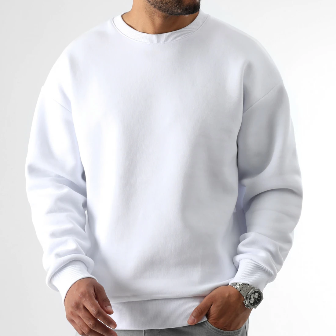 Promo ✔️ Sweat Crewneck Oversize Large 2631 Blanc de LBO 😉 3 Promo ✔️ Sweat Crewneck Oversize Large 2631 Blanc de LBO 😉