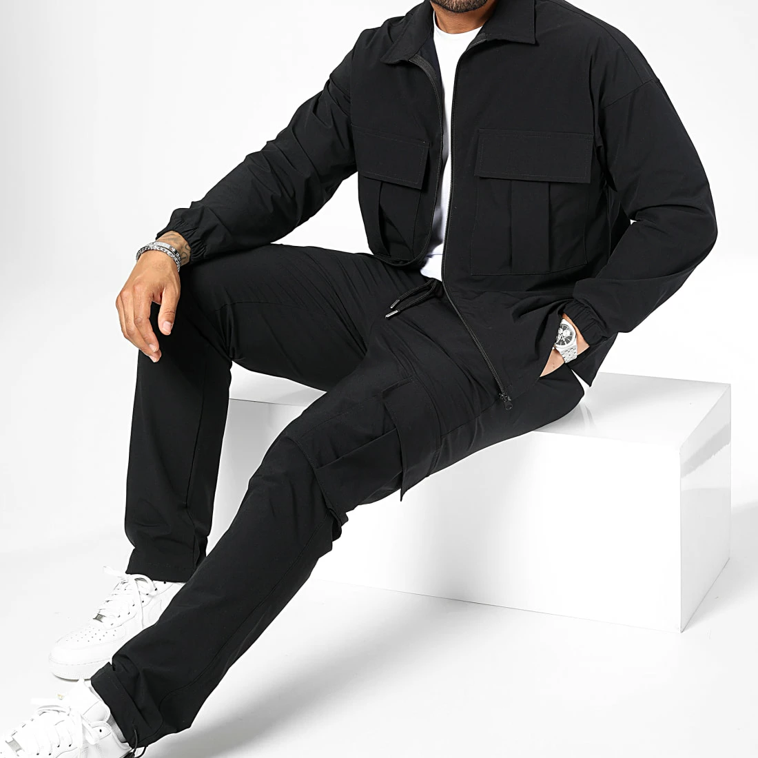 Budget 🔥 Ensemble Veste Zippée Et Pantalon Cargo 10701336 Noir de LBO 👏 3 Budget 🔥 Ensemble Veste Zippée Et Pantalon Cargo 10701336 Noir de LBO 👏