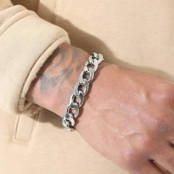 Acheter 💯 Bracelet Maille Gourmette 14mm Argenté de LBO ⭐