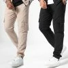 Coupon 🛒 Lot De 2 Pantalons Cargo 10701336 Noir Beige de LBO 🎉