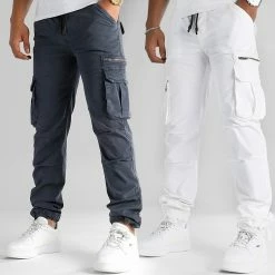 Top 10 😉 Lot De 2 Pantalons Cargo 1070546 Blanc Bleu Marine de LBO 👍