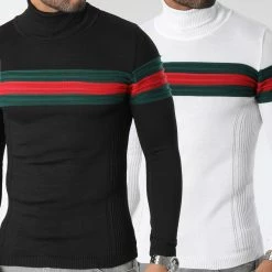 Budget 🧨 Lot De 2 Pulls Col Roulé 1006 Noir Blanc de LBO 🌟